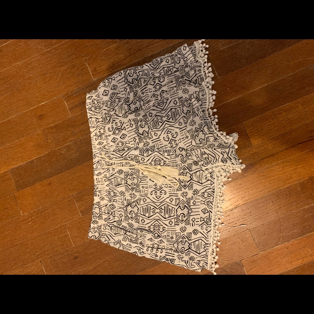 White and black patterned shorts